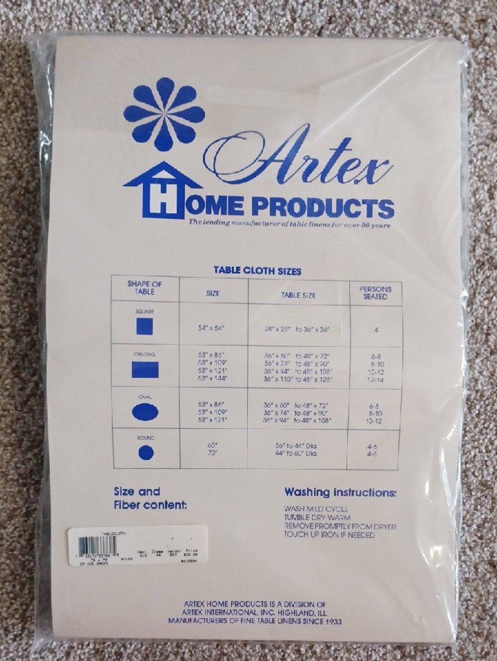 Artex Home Products~ Green & White Check Tablecloth w/Shamrocks - Picture 2 of 4